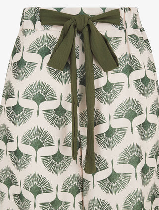 Pantalon ample taille haute imprimé dandelion - Kaki