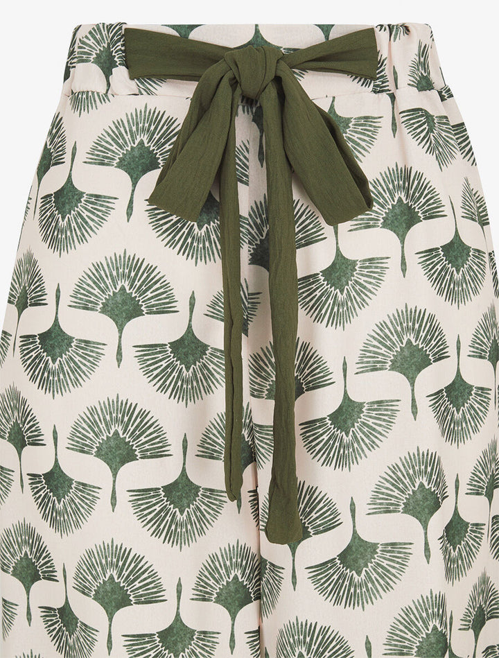 Pantalon ample taille haute imprimé dandelion - Kaki
