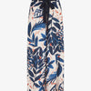 Pantalon ample taille haute imprimé feuilles - Marine