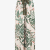 Pantalon ample taille haute imprimé feuilles - Vert olive