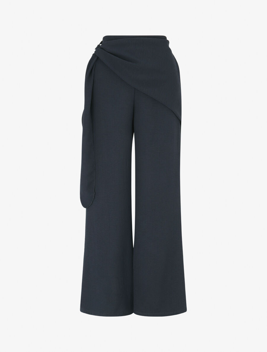 Pantalon droit à pan drapé - Marine