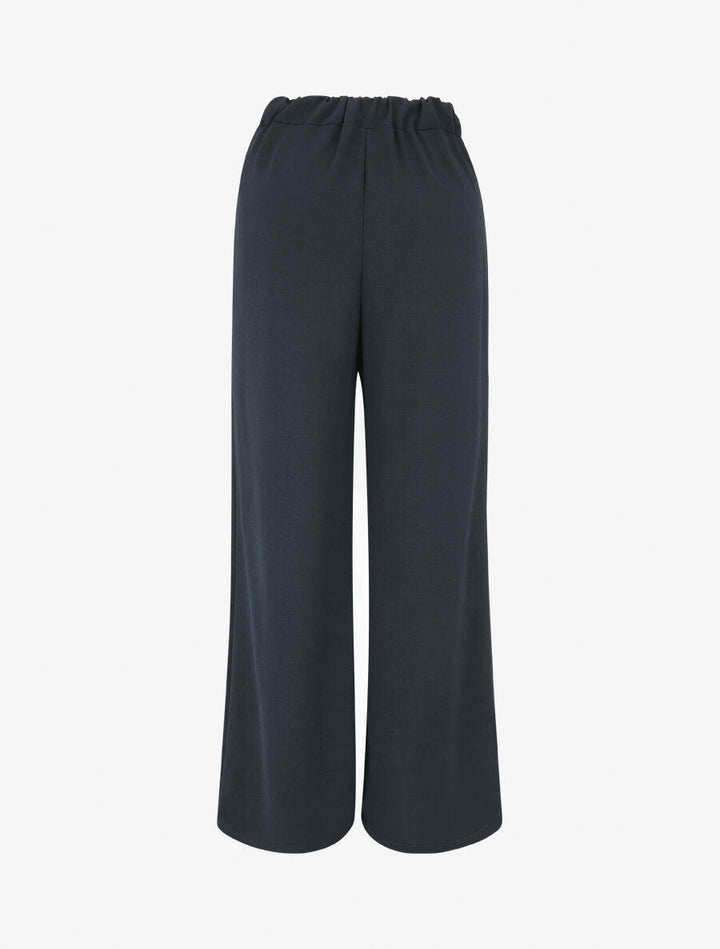 Pantalon droit à pan drapé - Marine