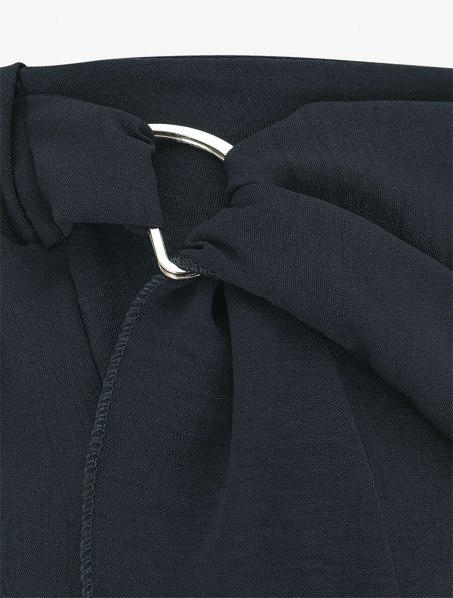 Pantalon droit à pan drapé - Marine