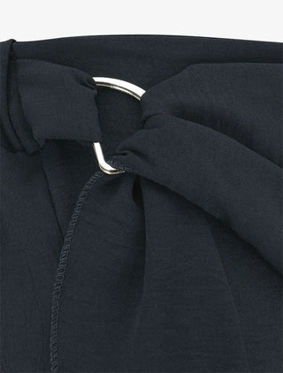 Pantalon droit à pan drapé - Marine