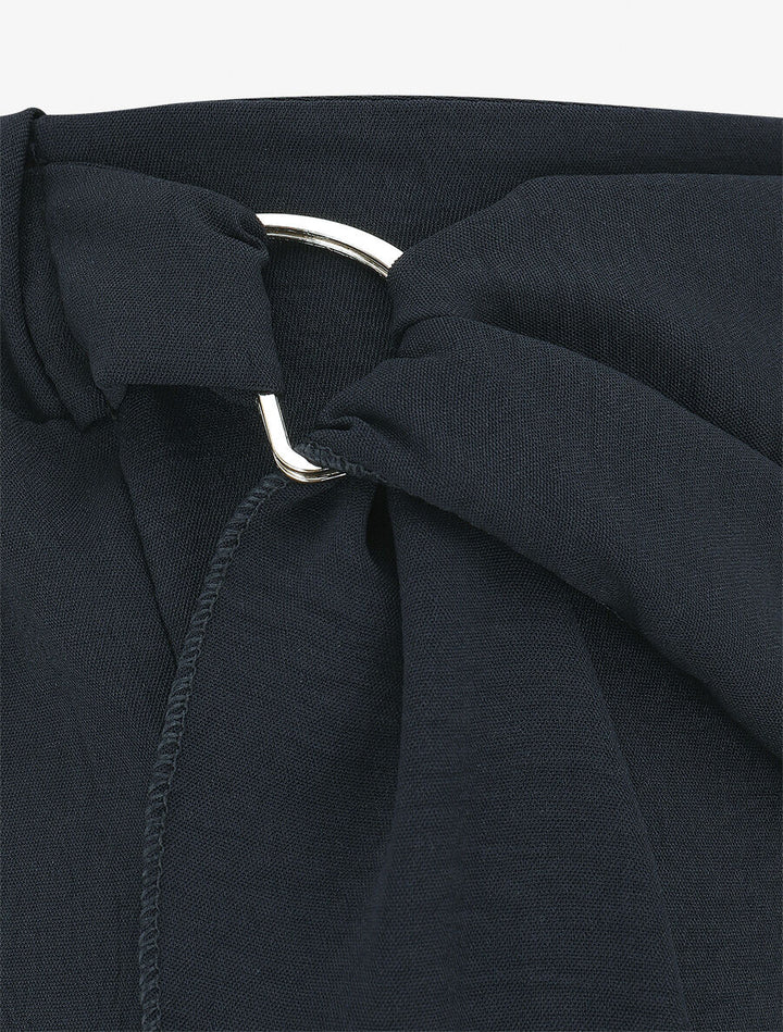 Pantalon droit à pan drapé - Marine