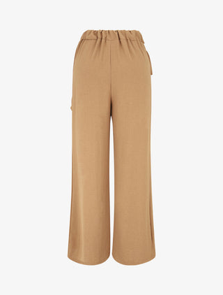 Pantalon droit à pan drapé - Camel