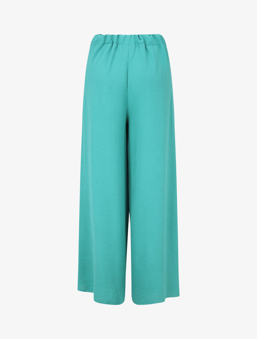 Pantalon fluide à double pans - Turquoise