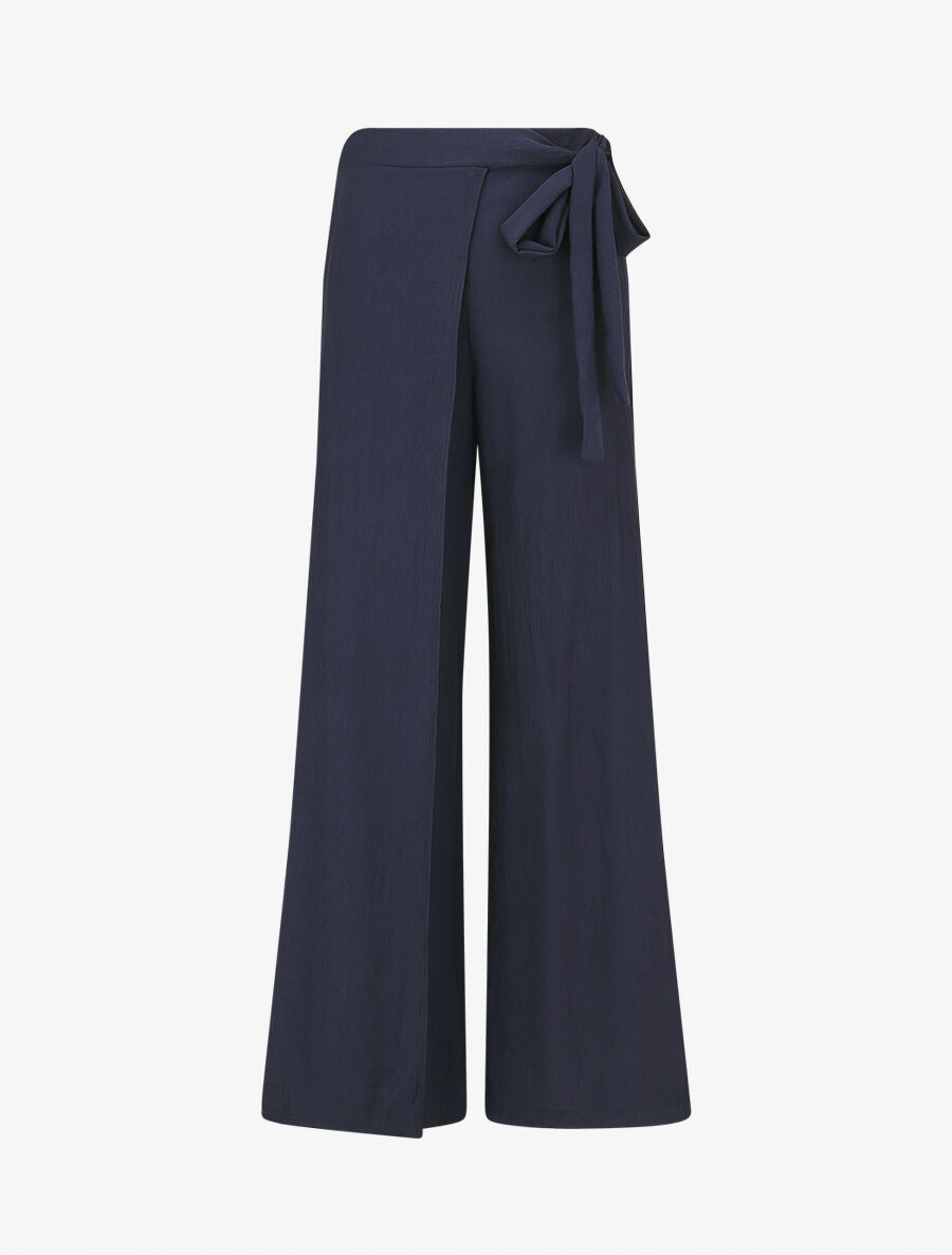Pantalon texturé à pans - Marine