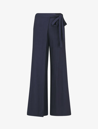 Pantalon texturé à pans - Marine