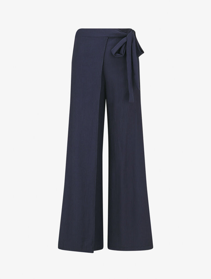 Pantalon texturé à pans - Marine