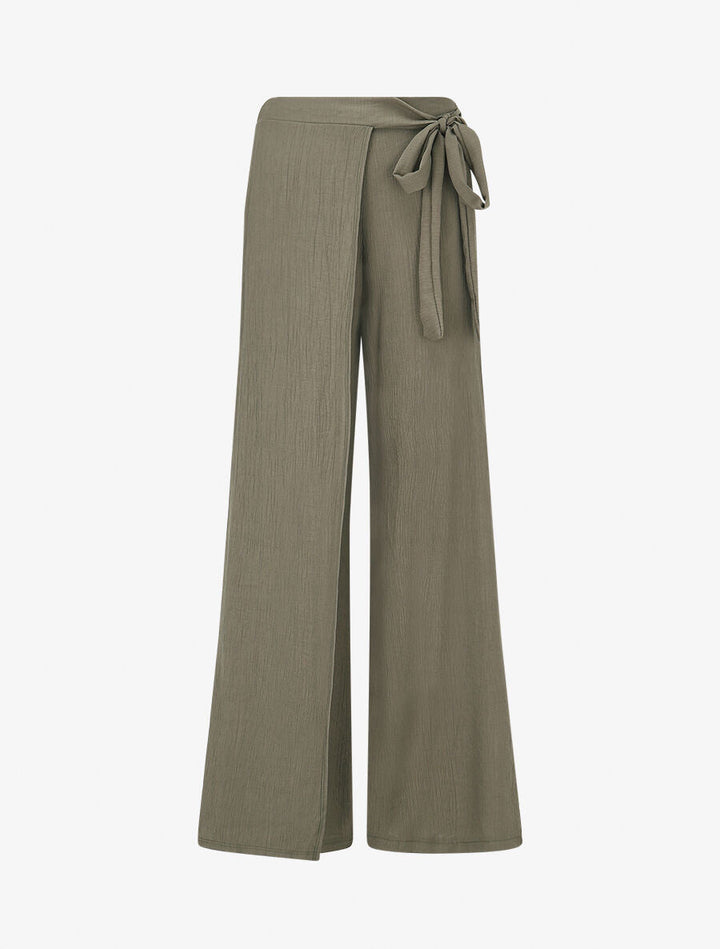 Pantalon texturé à pans - Kaki