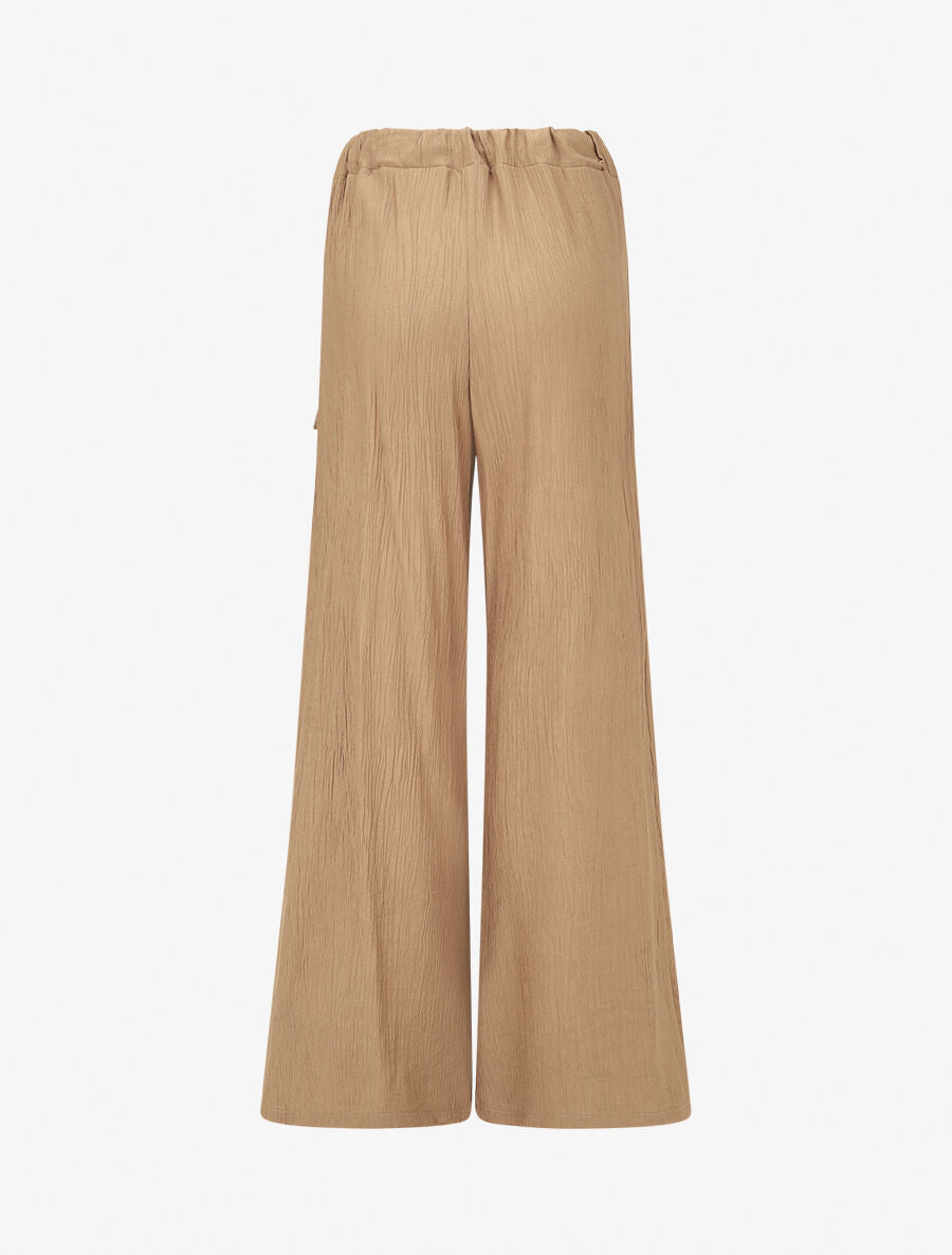 Pantalon texturé à pans - Camel