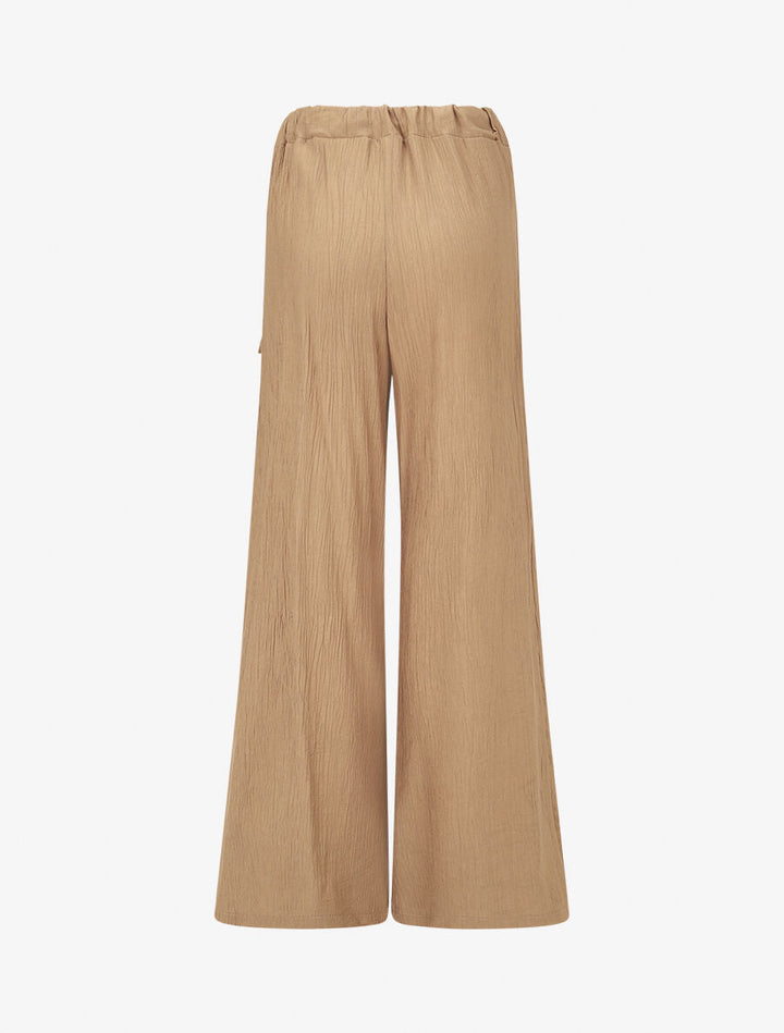 Pantalon texturé à pans - Camel
