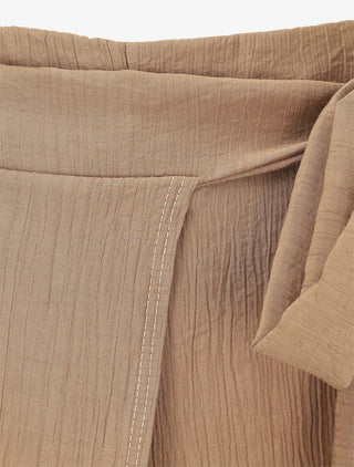 Pantalon texturé à pans - Camel