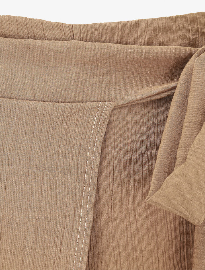 Pantalon texturé à pans - Camel