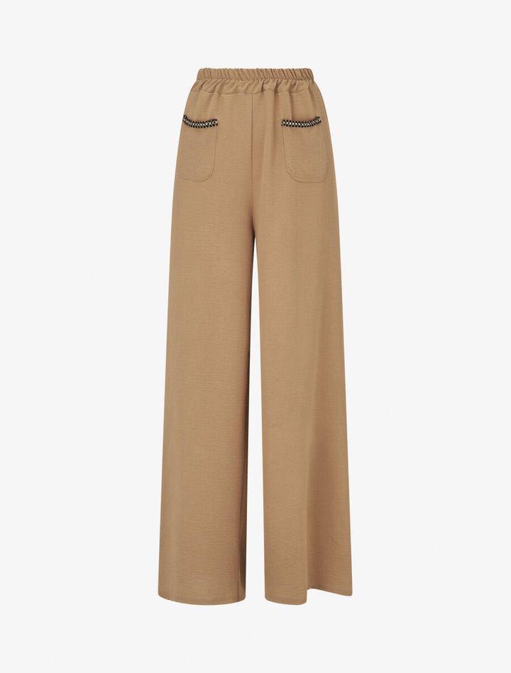Pantalon fluide à poches stylisés - Camel