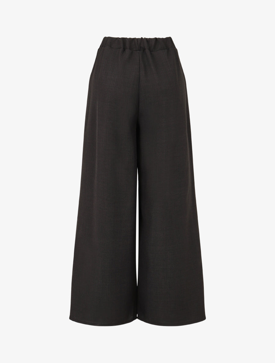 Pantalon élastiqué uni à poches plaquées - Noir