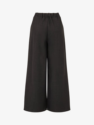 Pantalon élastiqué uni à poches plaquées - Noir