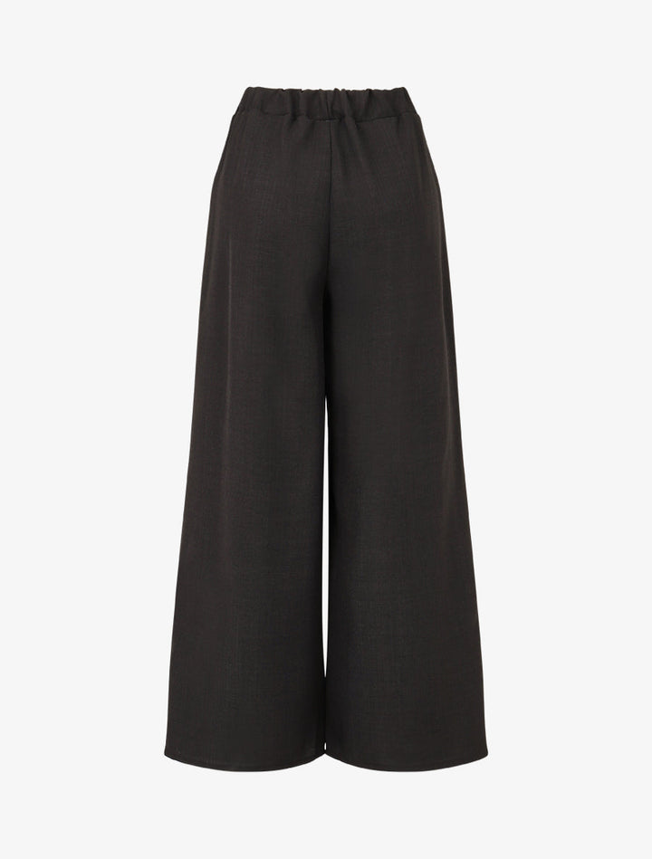 Pantalon élastiqué uni à poches plaquées - Noir