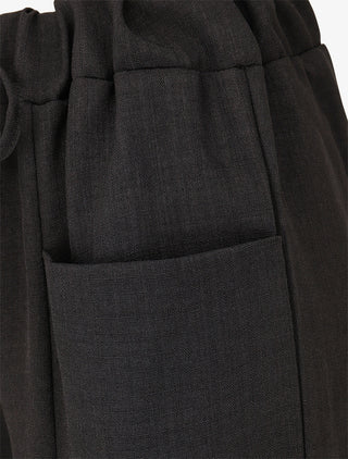 Pantalon élastiqué uni à poches plaquées - Noir