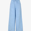 Pantalon élastiqué uni à poches plaquées - Bleu ciel