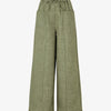 Pantalon élastiqué uni à poches plaquées - Kaki