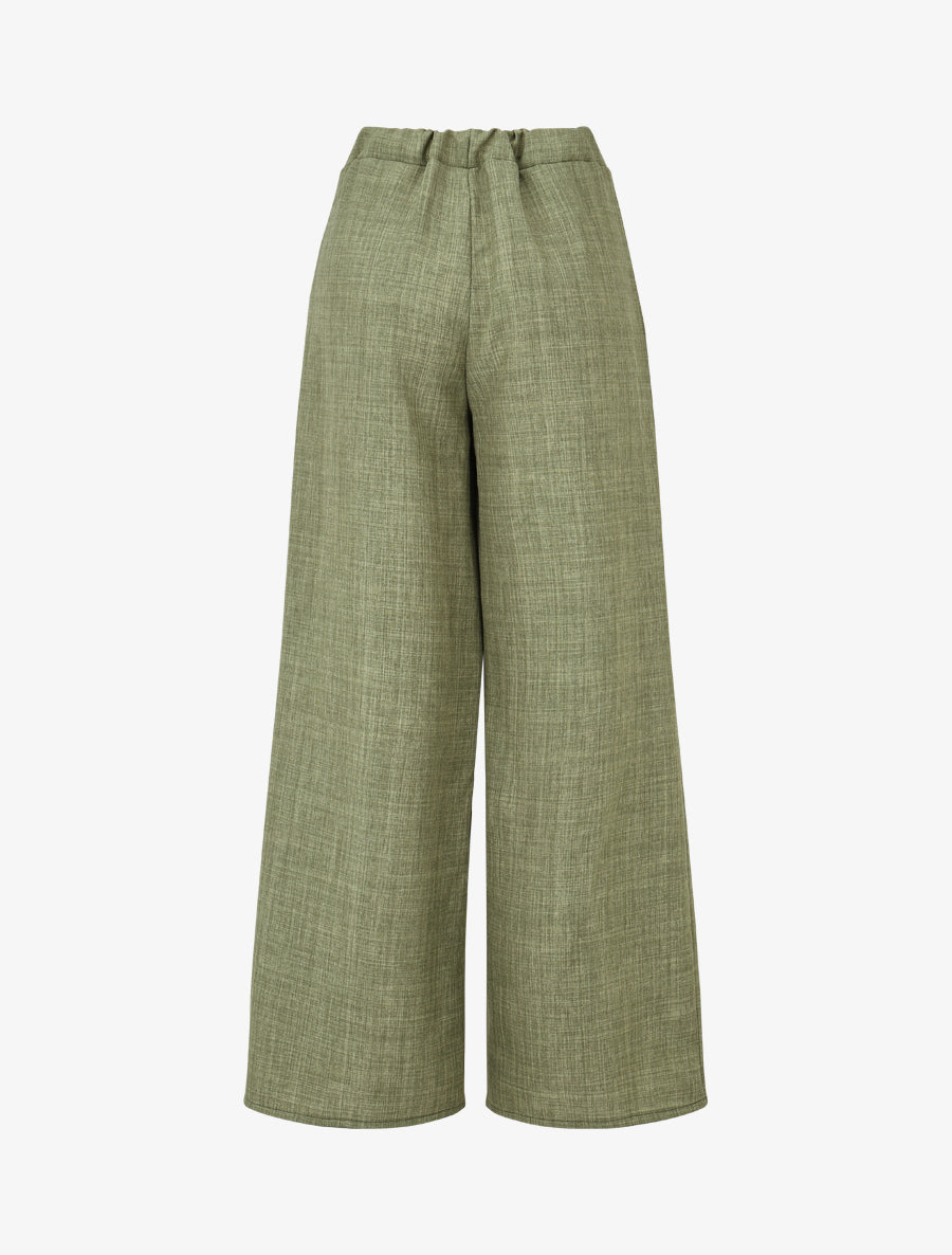 Pantalon élastiqué uni à poches plaquées - Kaki
