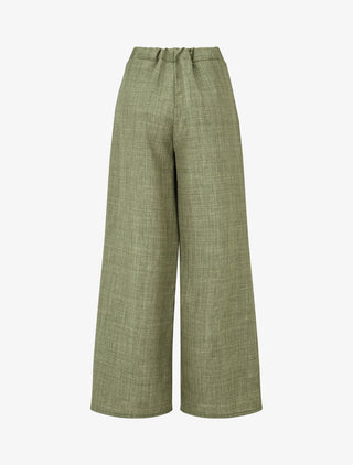 Pantalon élastiqué uni à poches plaquées - Kaki