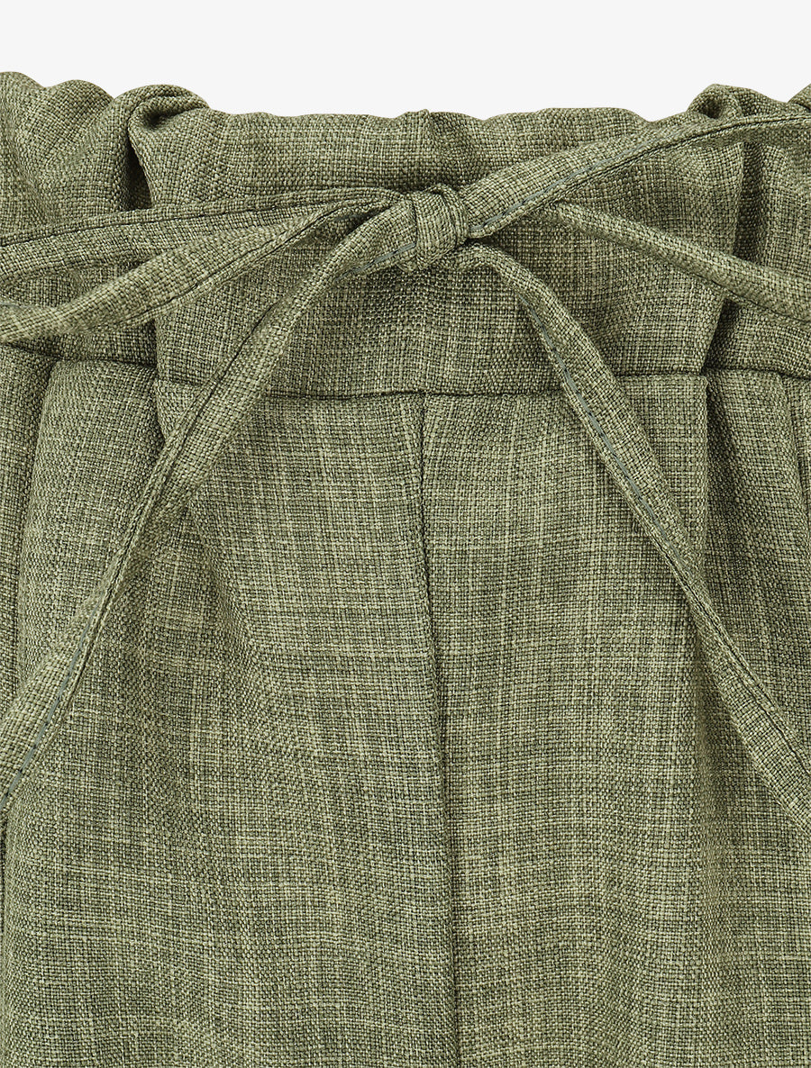 Pantalon élastiqué uni à poches plaquées - Kaki