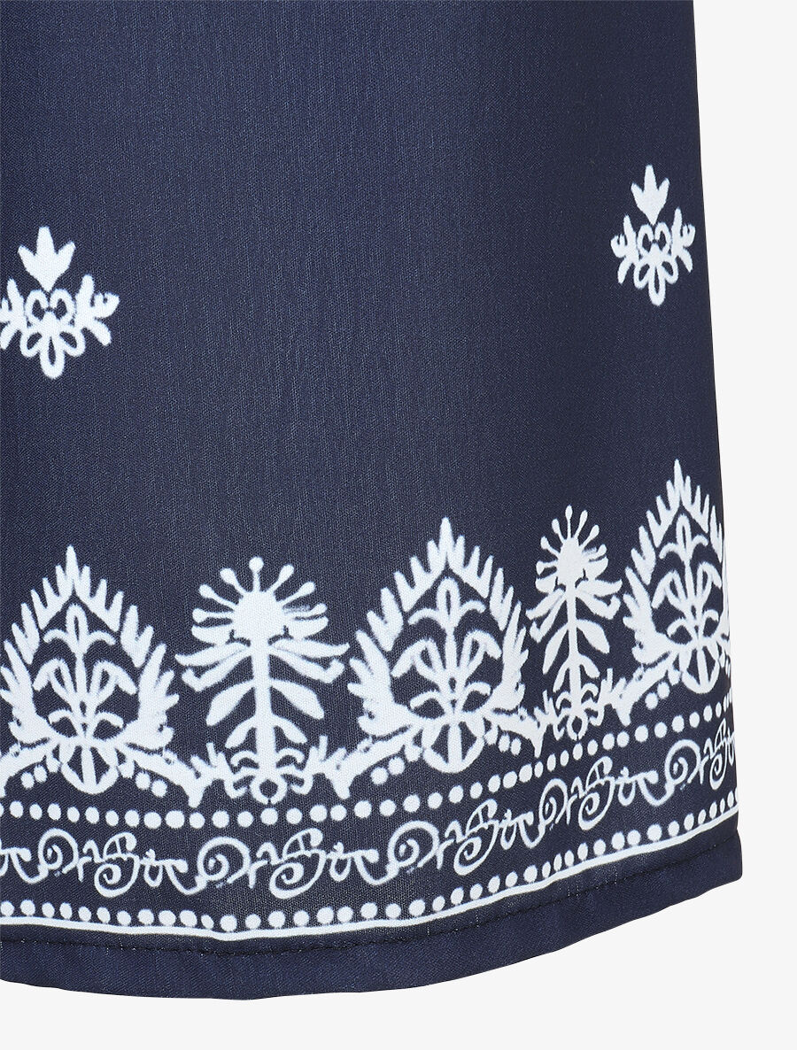 Pantalon élastiqué à imprimé fantaisie et mosaïque - Marine