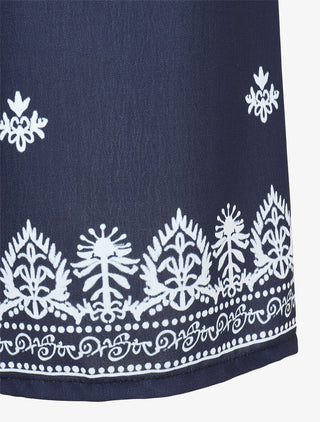 Pantalon élastiqué à imprimé fantaisie et mosaïque - Marine
