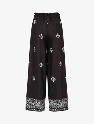 Pantalon imprimé fantaisie à taille élastiquée - Noir