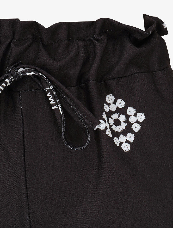 Pantalon imprimé fantaisie à taille élastiquée - Noir