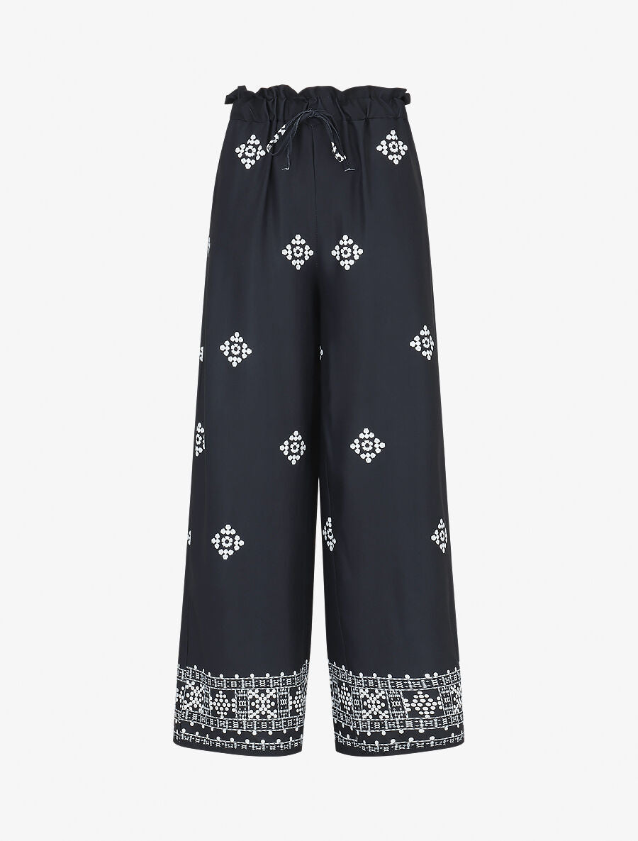 Pantalon imprimé fantaisie à taille élastiquée - Marine