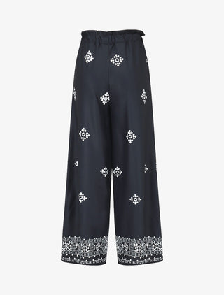 Pantalon imprimé fantaisie à taille élastiquée - Marine