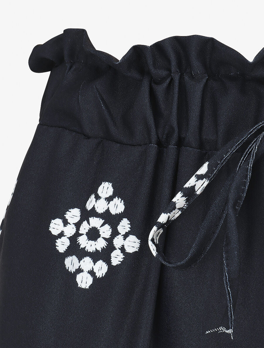 Pantalon imprimé fantaisie à taille élastiquée - Marine