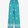Pantalon imprimé fantaisie à taille élastiquée - Bleu canard