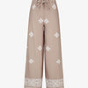 Pantalon imprimé fantaisie à taille élastiquée - Taupe