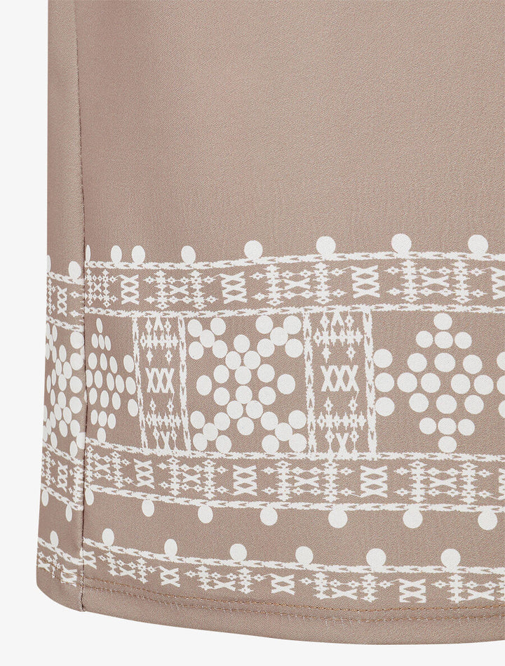 Pantalon imprimé fantaisie à taille élastiquée - Taupe