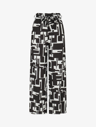 Pantalon fluide à imprimé graphique - Noir