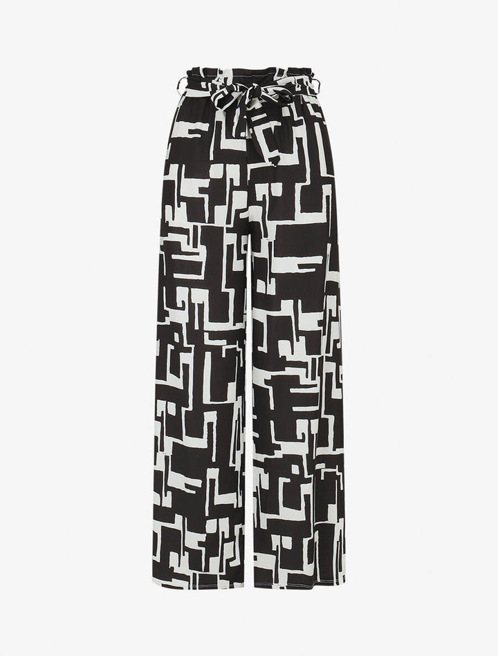 Pantalon fluide à imprimé graphique - Noir