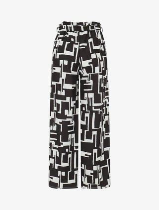 Pantalon fluide à imprimé graphique - Noir
