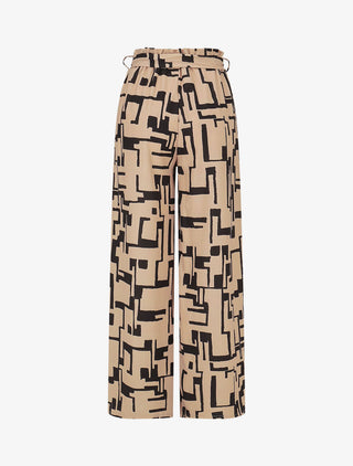 Pantalon fluide à imprimé graphique - Beige
