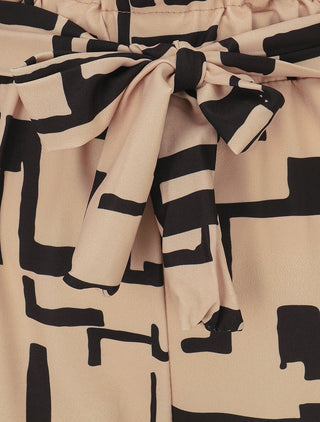 Pantalon fluide à imprimé graphique - Beige
