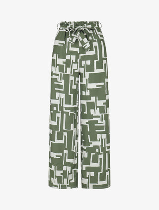 Pantalon fluide à imprimé graphique - Kaki