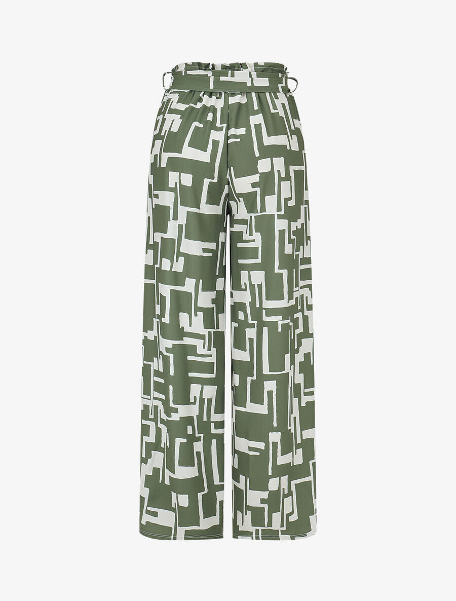 Pantalon fluide à imprimé graphique - Kaki