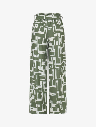 Pantalon fluide à imprimé graphique - Kaki