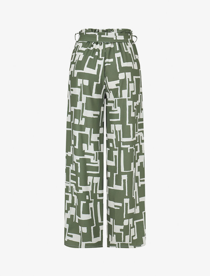 Pantalon fluide à imprimé graphique - Kaki