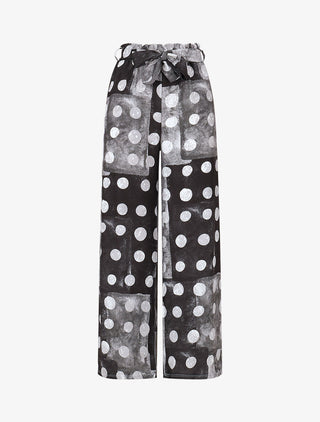 Pantalon fluide à imprimé cercles - Noir