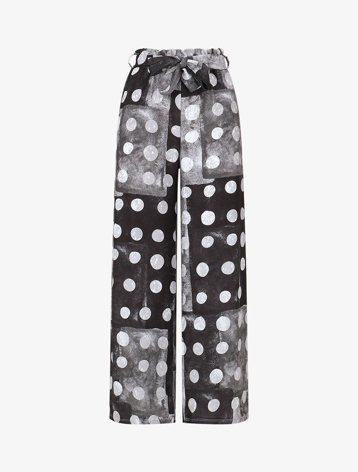 Pantalon fluide à imprimé cercles - Noir